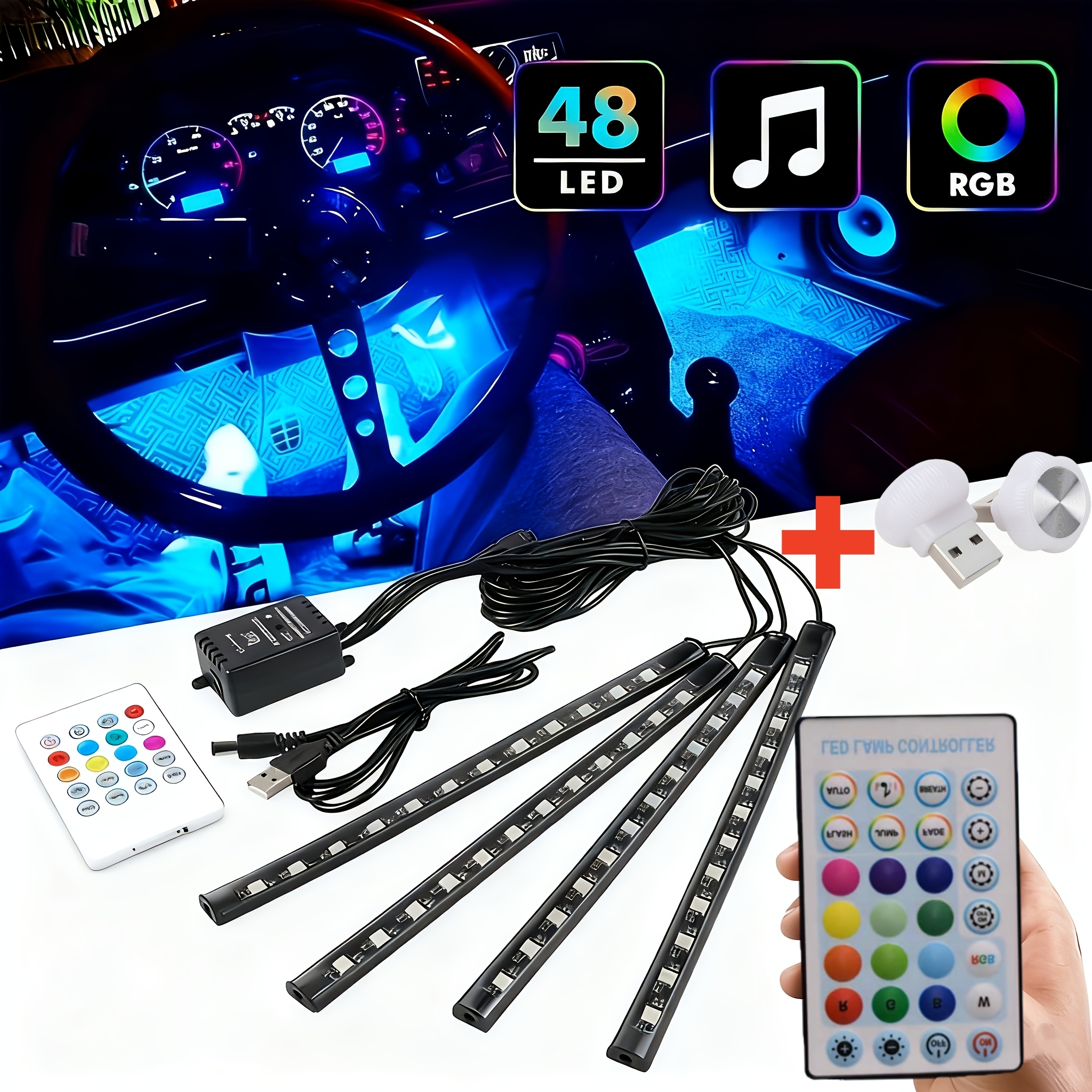 TEMU Automotive High Brightness Neon Kits, Automotive Led Light Strips, Interior Lights, Christmas Decorations, Usb Neon Accessories, Ambiance Light