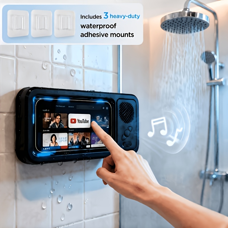 TEMU Shower Speaker, 2026 New Shower Phone Holder, Wireless Wireless Speaker - Ipx5 Rating, 360-degree Rotating Shower Phone Mount, Suitable For