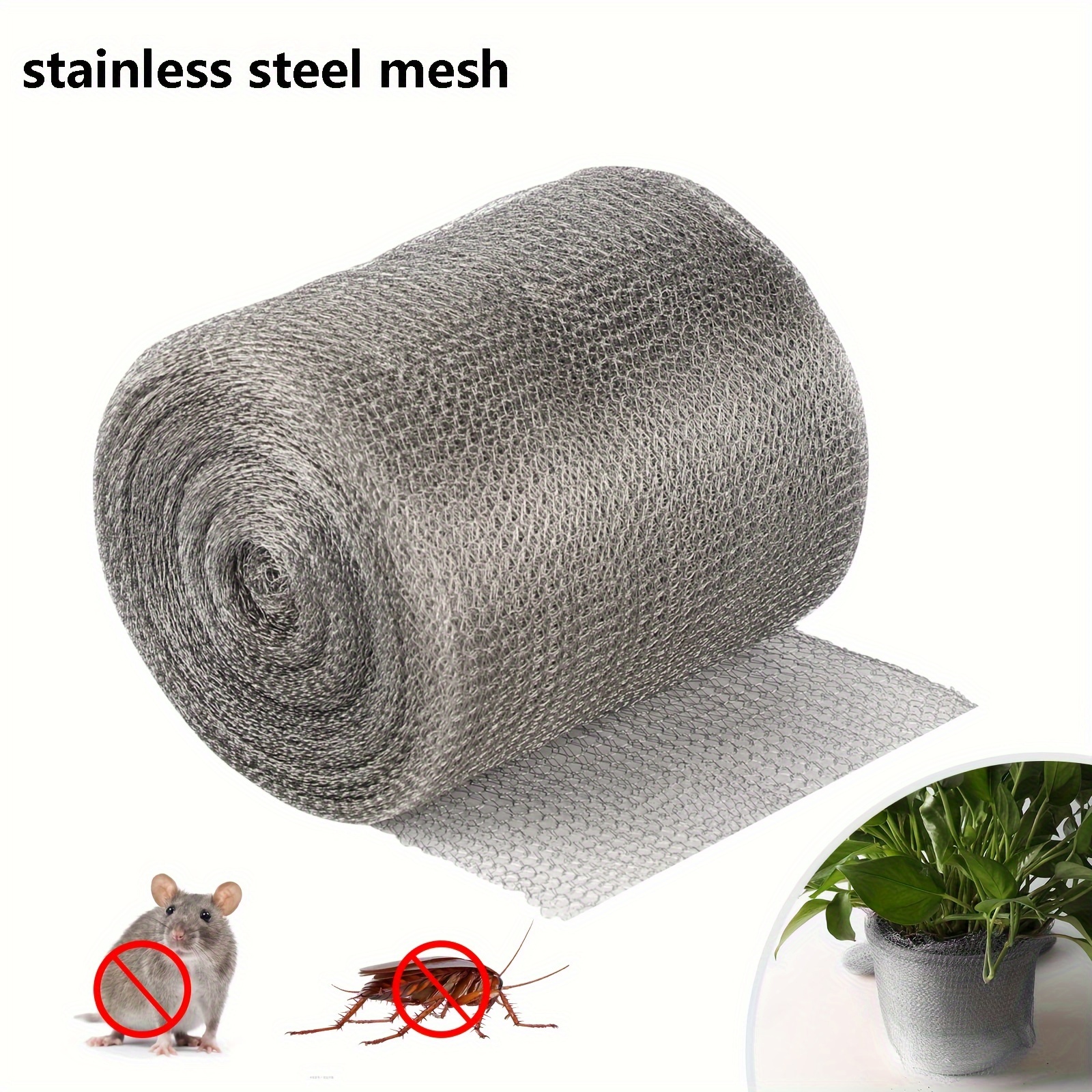 

Stainless Steel Mesh Roll, 12.7cm X 300cm - Flexible Wire Cloth For Rodent Control, Garden Plant Seedling Protection, Anti-gnawing Pest Barrier Against And Snails, Filler Fabric