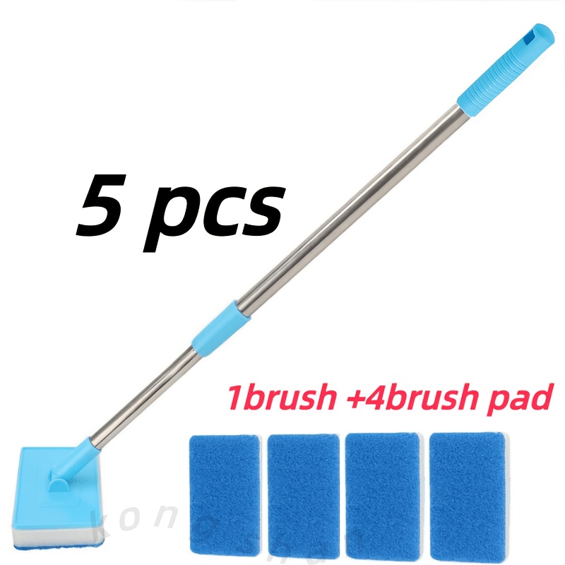 TEMU 5pcs/1 Set, Long-handle Aquarium Sponge Brush, Extendable Aquarium Cleaning Kit, Suitable For Glass Aquariums, Includes 4 Sponge Pads   1 Handle