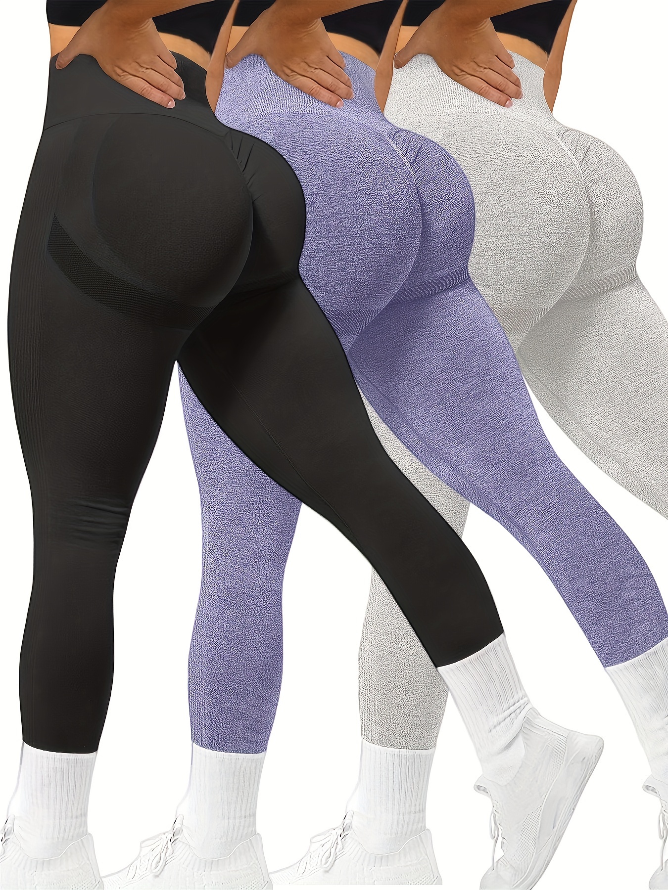 Leggings deportivos de cintura ancha levantamiento de glúteos sin costura, Mode de Mujer