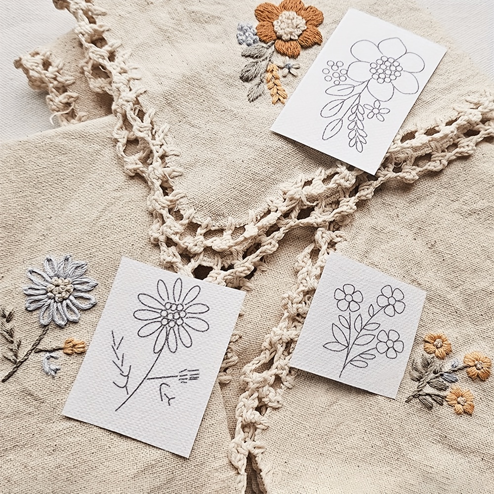 4pcs Water-Soluble Floral Embroidery DIY Kit