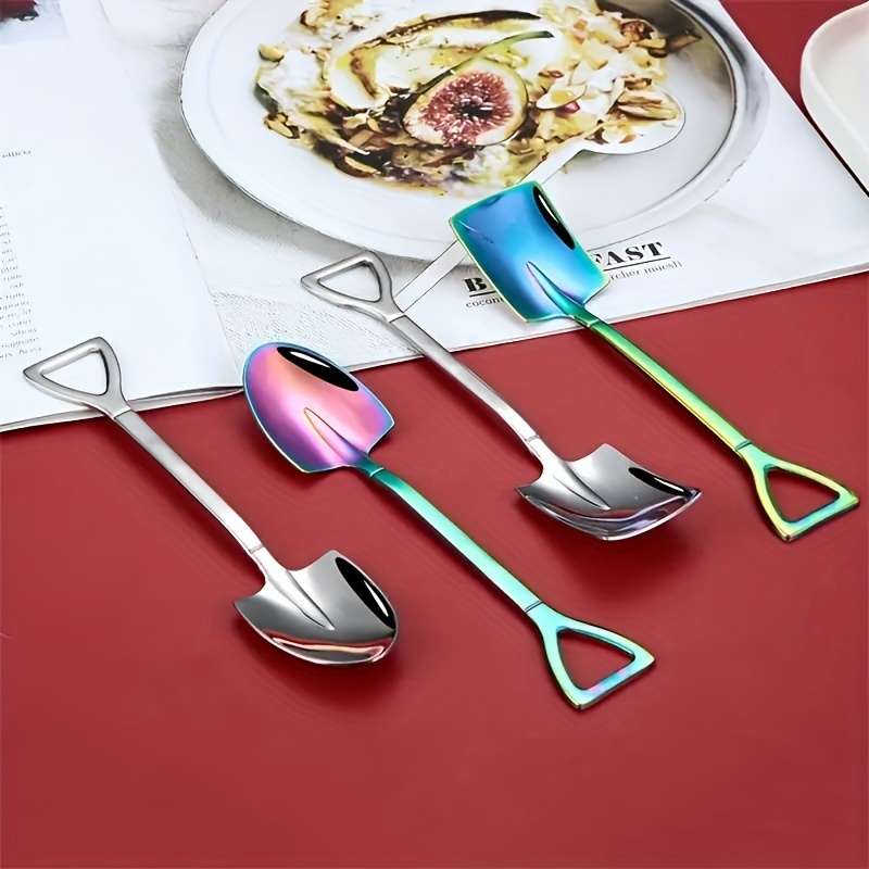 12pcs stainless steel shovel spoons set vintage style for desserts coffee ice cream for home kitchen restaurant use details 2