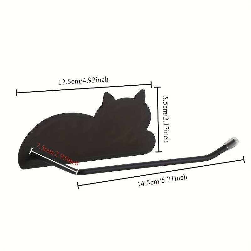 E-shop 1 Edelstahl Katzenförmiger Wandmontierter Toilettenpapierhalter, Selbstklebendes Badezimmer- Küchen-Multifunktionsregal, Kann Taschentücher,