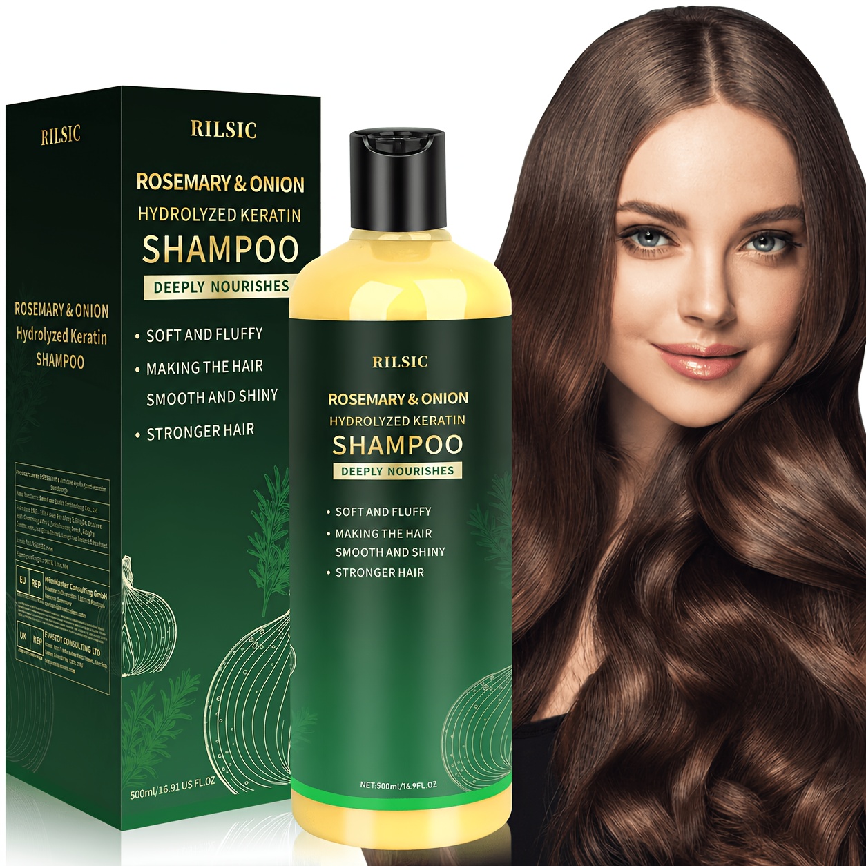 TEMU RILSIC 1 pièce Shampoing au , Contrôle des Huiles à Base de Plantes, Nettoie et Renforce les Cheveux , Cheveux Moelleux, Contient de d'Oignon,