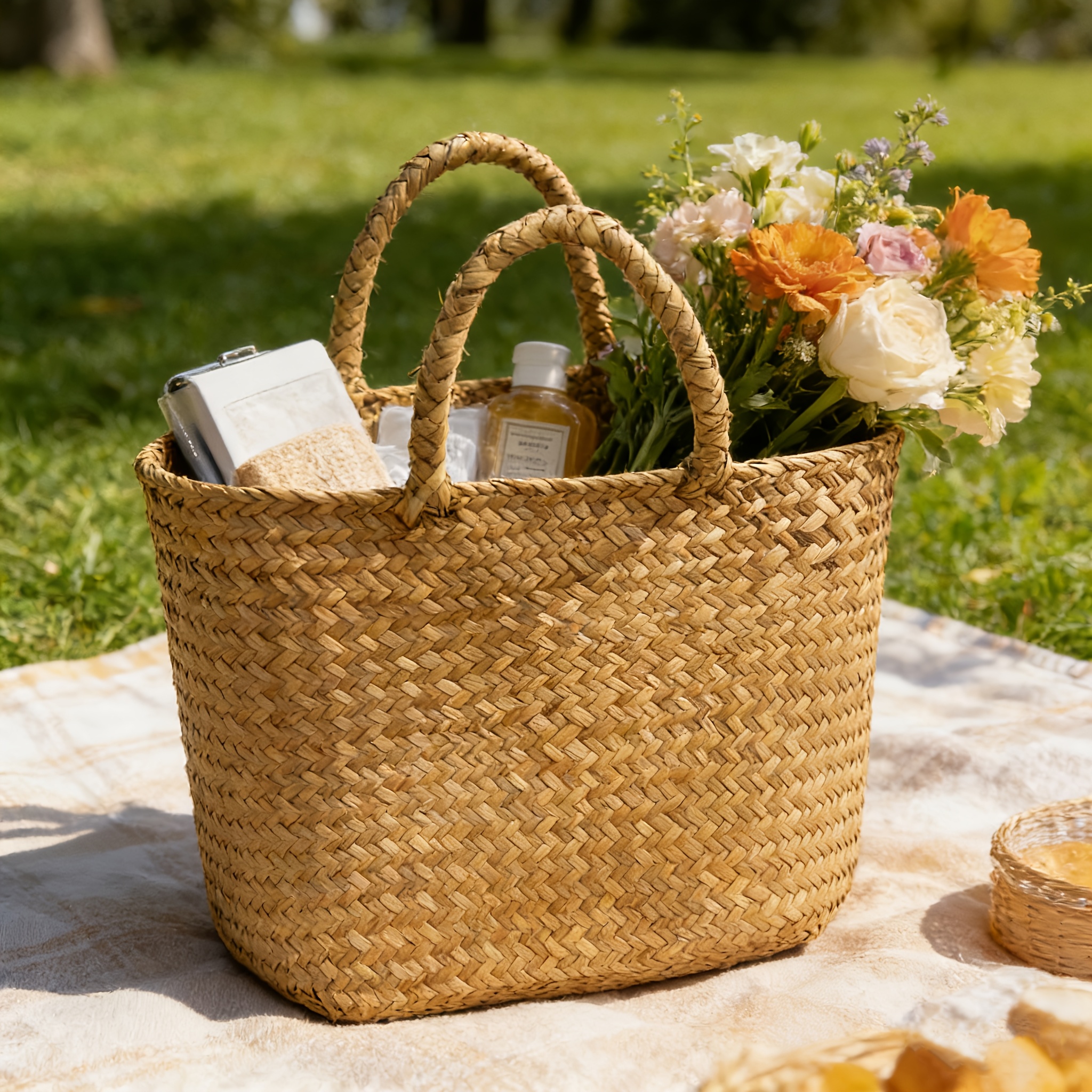 vintage handgefertigter korb rattan outdoor
