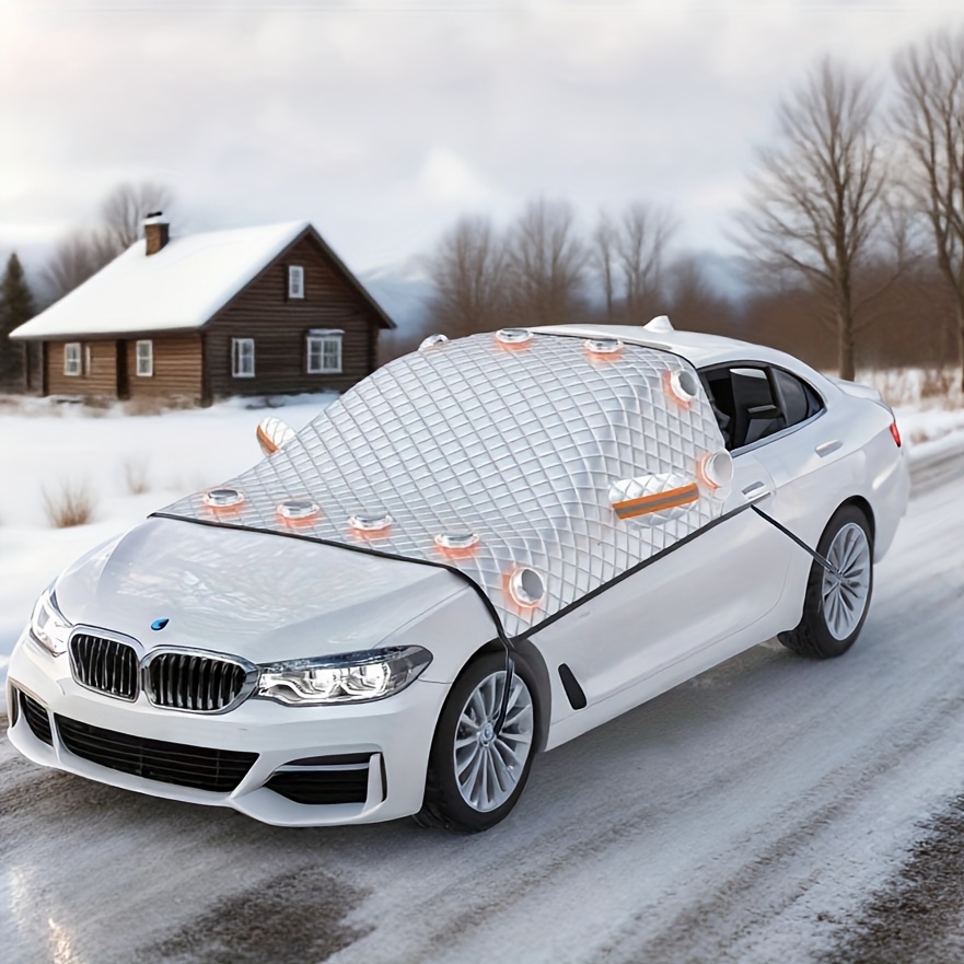   car windshield cover -   & snow resistant, built-in magnetic suction, durable pvc material, fit for most vehicles,     protected  , rain, and snow, vehicle weather protection, sleek vehicle accessory, flexible cover design 0