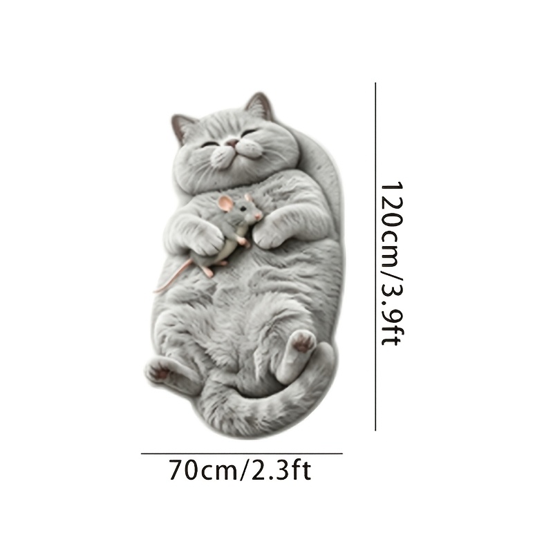 TEMU [ Product] Carpet, Velvet Pointed Bottom Painting Short Plush Effect Non-long Pile Cute Lazy Light Gray Cat Mouse Shaped Irregular Carpet,