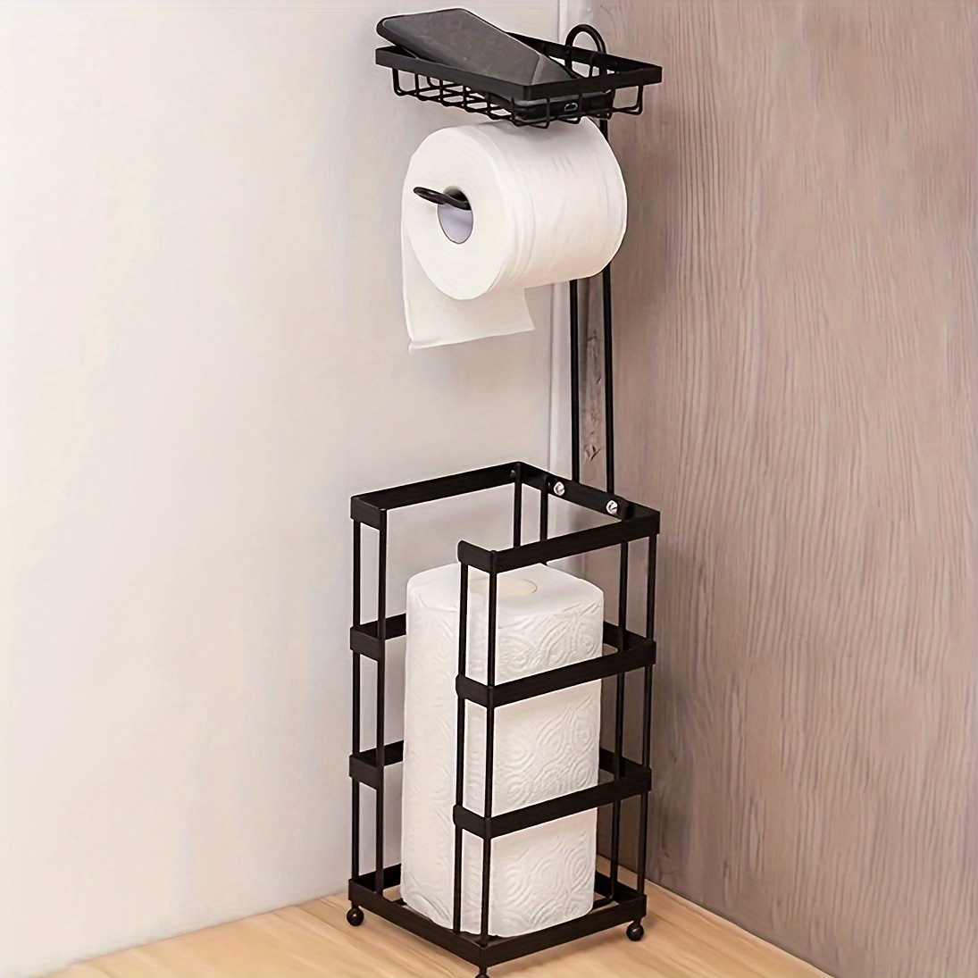 Almacenamiento pequeño para baño, armario de almacenamiento de baño con  inserto de soporte de papel higiénico, soporte de baño para espacios  pequeños