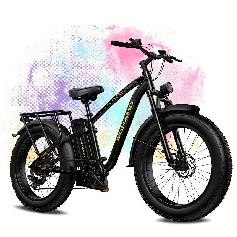 

Electric Bike For Adults 48v 15ah Ebike 26''x4'' Fat Tire Electric Mountain Bike With 7 Speed Gears, Ebike For Commuting Dirt Mountain Beach Snow