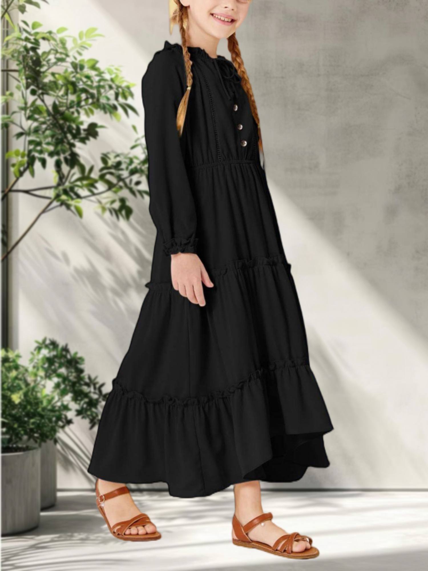 black long sleeve fitted dress Portia And Scarlett 22011 Fitted Long Sleeve Dress