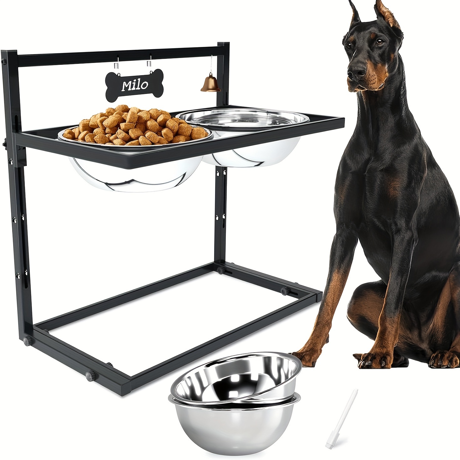 

Shainfun Elevated Dog Bowls For Large Dogs With 5 Adjustable Heights, Metal Raised Pet Feeder Stand With 2 Stainless Steel Bowls, Durable Iron Dog Food