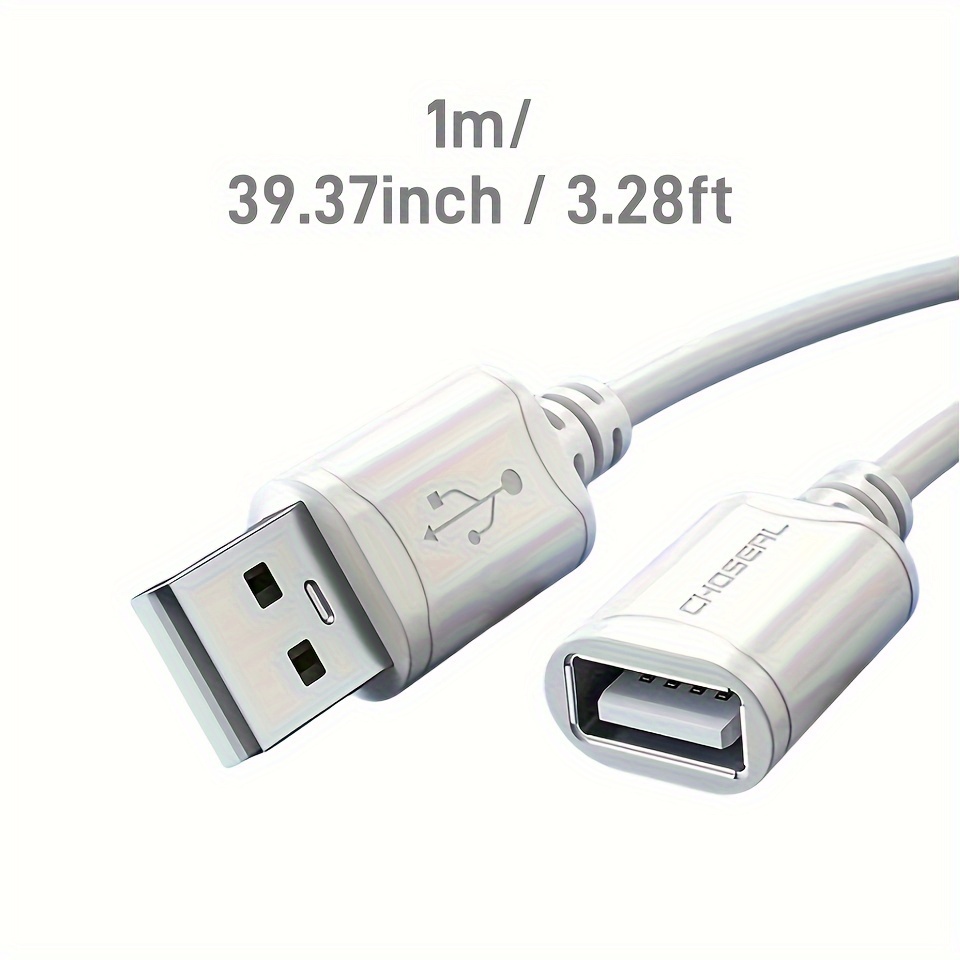 Visscho High-Speed USB 2.0 Extension Cable - AM/AF Male to Female, 10-20W Power, Durable PVC, Compatible with Laptops, Desktops, Car Recorders, U Disks, Mice, Keyboards, Game Controllers, Printers - USB Data Cable, USB Cable, Versatile Connectivity, Sleek Design, Sturdy Construction, Usb Extension Cable, Extension Wire, Pc Accessories, Keyboard Cable, Laptop Accessories, Charger Fast Charging 6 Visscho High-Speed USB 2.0 Extension Cable - AM/AF Male to Female, 10-20W Power, Durable PVC, Compatible with Laptops, Desktops, Car Recorders, U Disks, Mice, Keyboards, Game Controllers, Printers - USB Data Cable, USB Cable, Versatile Connectivity, Sleek Design, Sturdy Construction, Usb Extension Cable, Extension Wire, Pc Accessories, Keyboard Cable, Laptop Accessories, Charger Fast Charging - Image 6