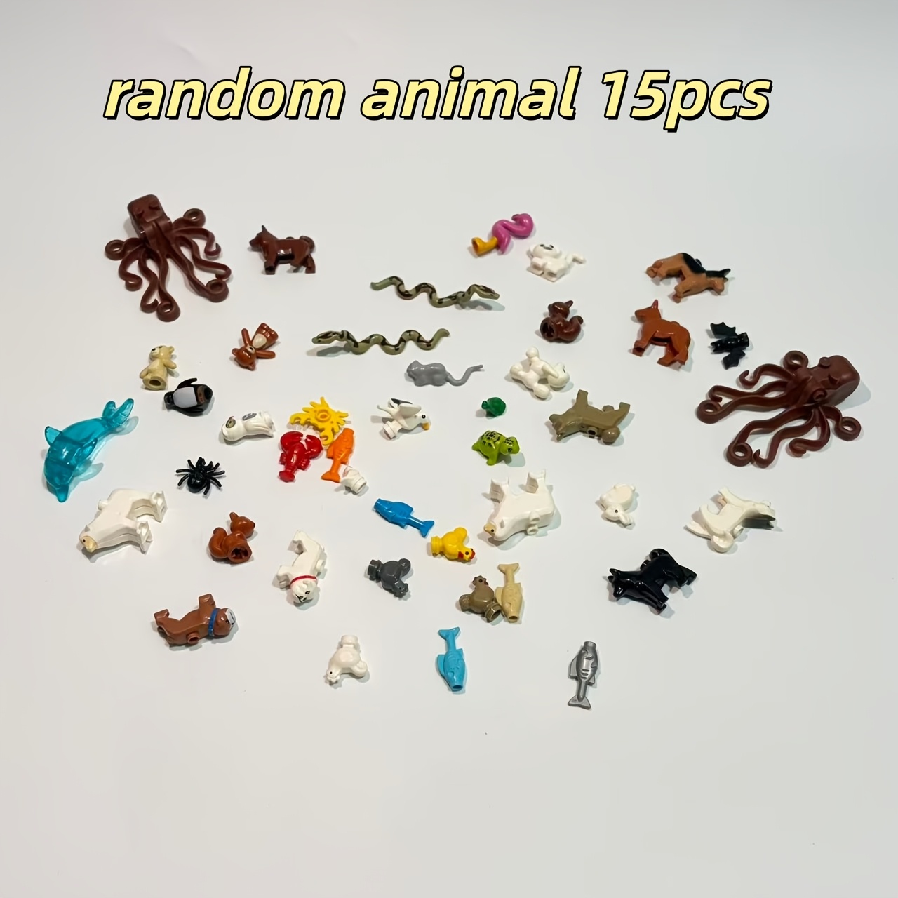 Image of 15pcs Random Animal Building Block Accessories, Toys Compatible With Building Block Accessories, Perfect Birthday Gifts, Christmas Gifts, Halloween Gifts