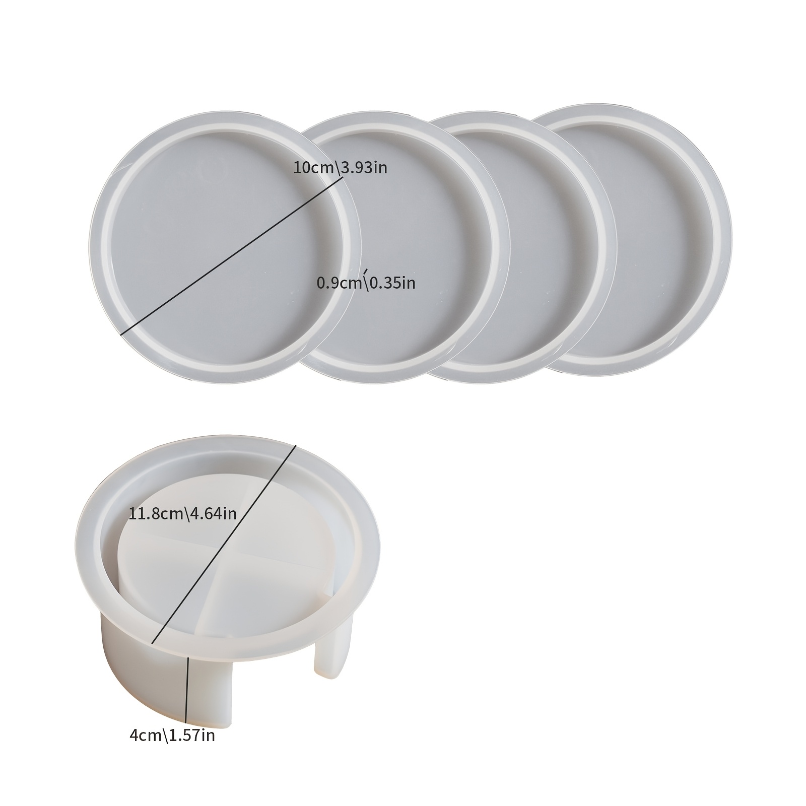 Diy Resin Mold 5pcs Coaster Silicone Mold Set, Suitable For Epoxy Resin, Plaster Cement, And Concrete Casting, Reusable, Easy To Demold