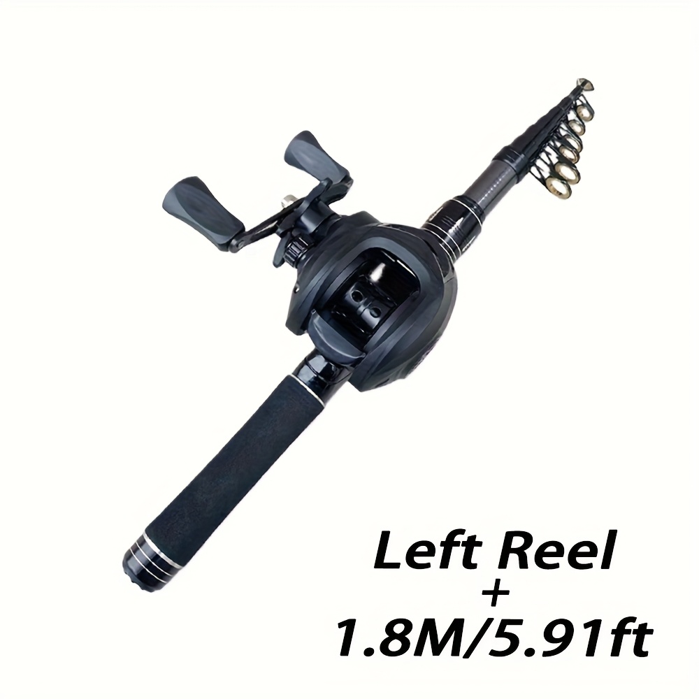 juego de cañas de pescar de largo alcance ultraduraderas de 1.5/1.8/2.1/2.4 m - caña de pescar telescópica portátil de carbono duro para pesca en  , combo de carrete de baitcasting con relación de velocidad   7.2:1 -   para   móviles de pesca en   - caña de pescar spinning