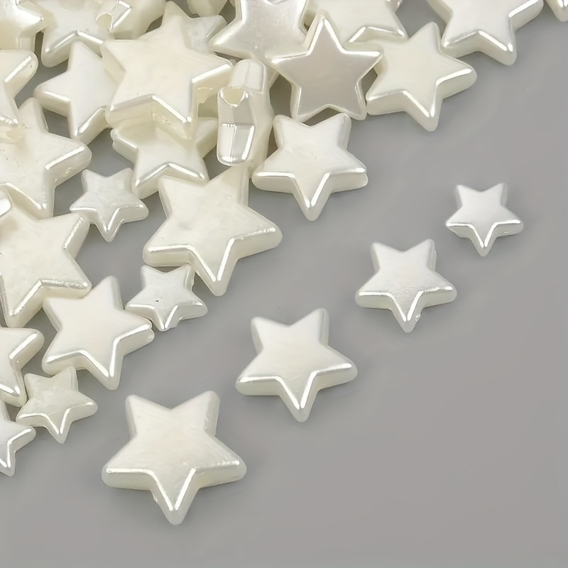 100pcs 10mm White Star Acrylic Loose Spacer Beads for Jewelry Making