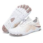 unisex barefoot walking shoes professional barefoot aqua shoes wide toe box health anti slip breathable water shoes for beach pool swimming surfing summer striped pattern fabric tpu upper rubber sole fabric insole