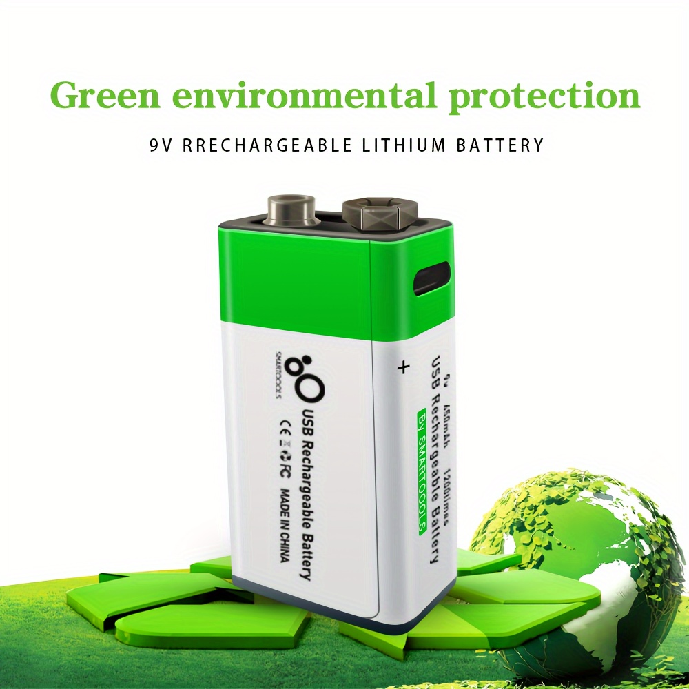 2pcs/4pcs, 9v Battery 9v Batteries, USB 9v Lithium Rechargeable Battery, High Capacity 9V 650mAh Rechargeable Lithium Battery, Fast Charge, 1200 Cycle