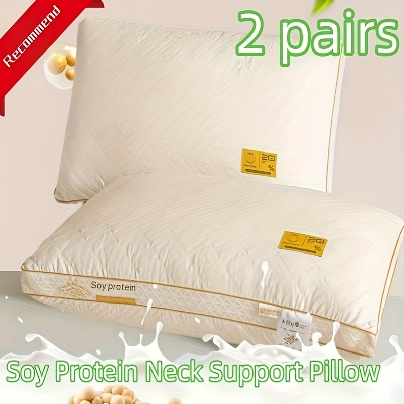2/4pcs Soy Fiber 3D Pillow - Breathable Hypoallergenic High Elasticity Pillow with Polyester Fill, Light Beige Color for Side Sleepers, Hotels & Home Use - Ideal Christmas Gift for Family, Siblings, Friends, Travel Sleep Aid, Elegant Bed Decor, Durable Zipper Closure
