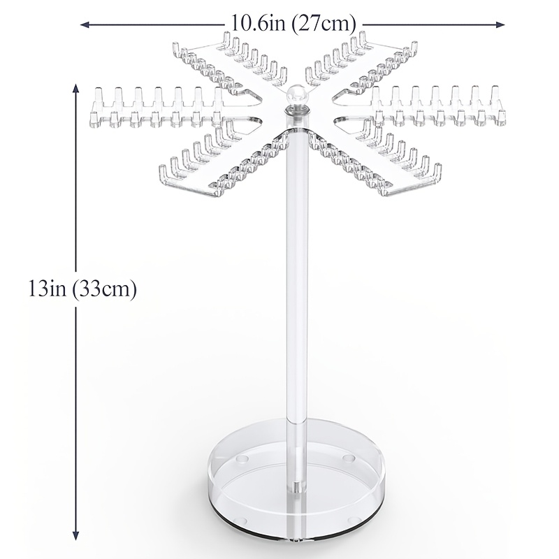 Rotating Necklace Holder Organizer Clear Acrylic Jewelry Display Stand H 13 X W 10.6 Inches 84 Hooks Revolving Acrylic Necklace Organizer Ideal Gift, Jewelry Towers