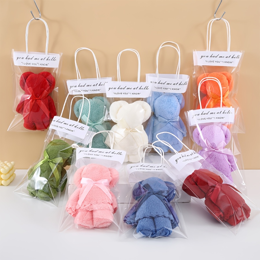 

20pcs Cuddly Bear Towel Gift Set With Clear Bag - Ideal For Valentine's, Weddings, Birthdays, Day & Christmas Party Favors