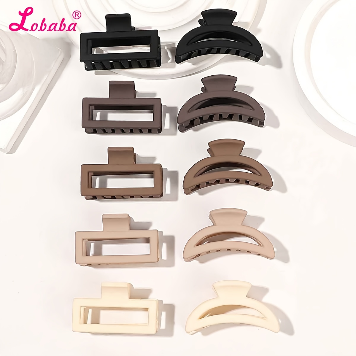 

Lobaba 10pcs Mini Matte Hair Claw Clips Set, Hollow Oblong Plastic Hair Clamps, Solid Color Assorted Cute Shark Hair Clips For Women, Fashionable Hair Accessories For Daily Use