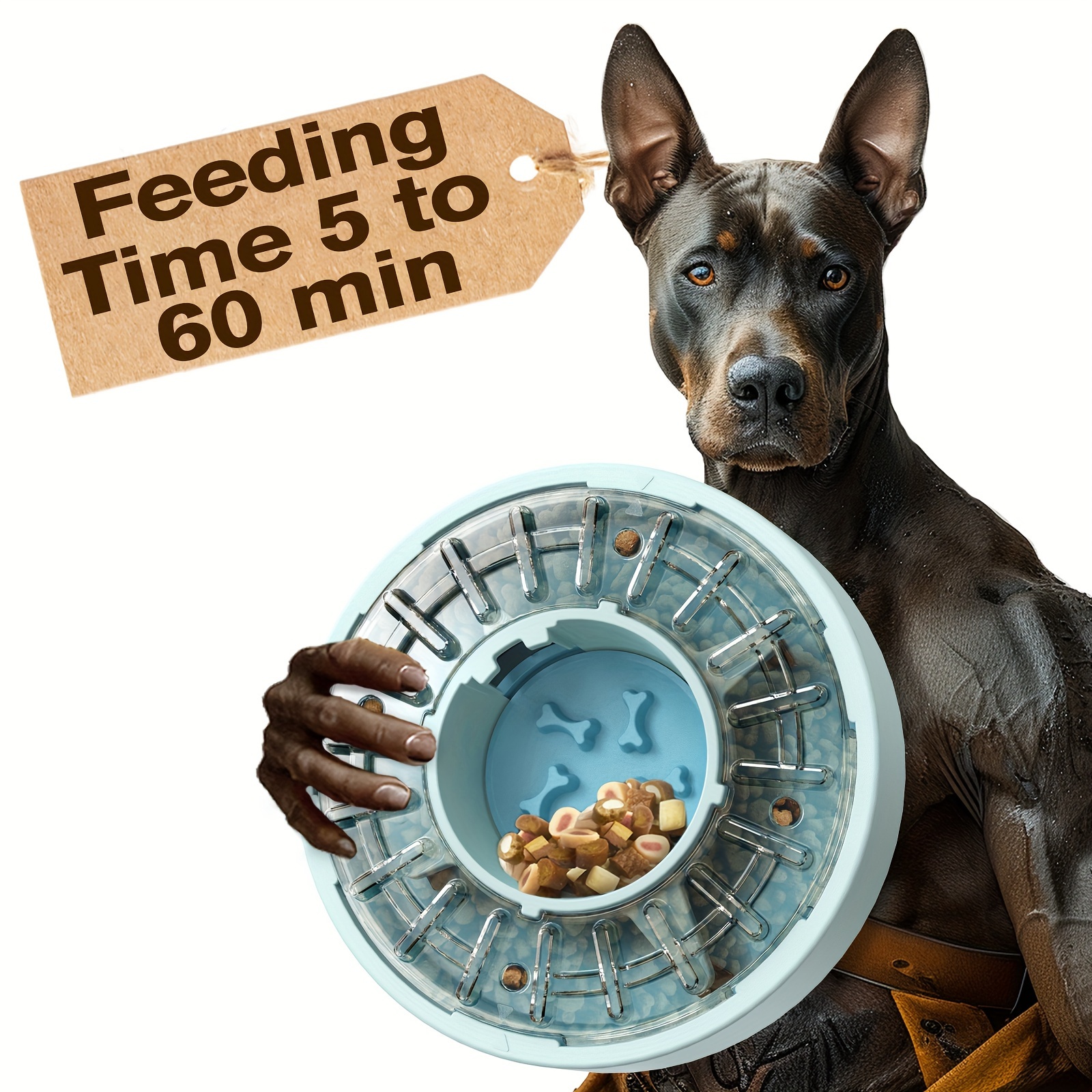 

Dog Slow Feeder Bowl That Eating N' Eat Adjustable Feeding Time Fr. 5 To 60 Min Food Dispenser Dish Enrichment Toy Puppy Puzzle Dispensing Tray For Small/medium/large Dogs, Without Battery