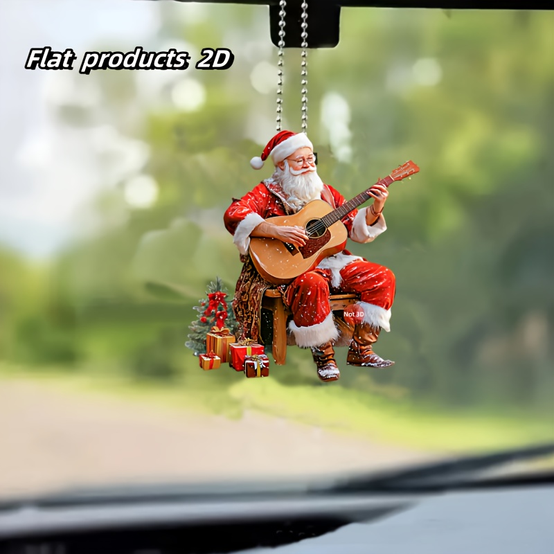 

Festive Santa Playing Guitar 2d Acrylic Flat Keychain - Car Mirrors, Home Decor, Kitchen, Christmas Trees, Halloween, Parties, And More