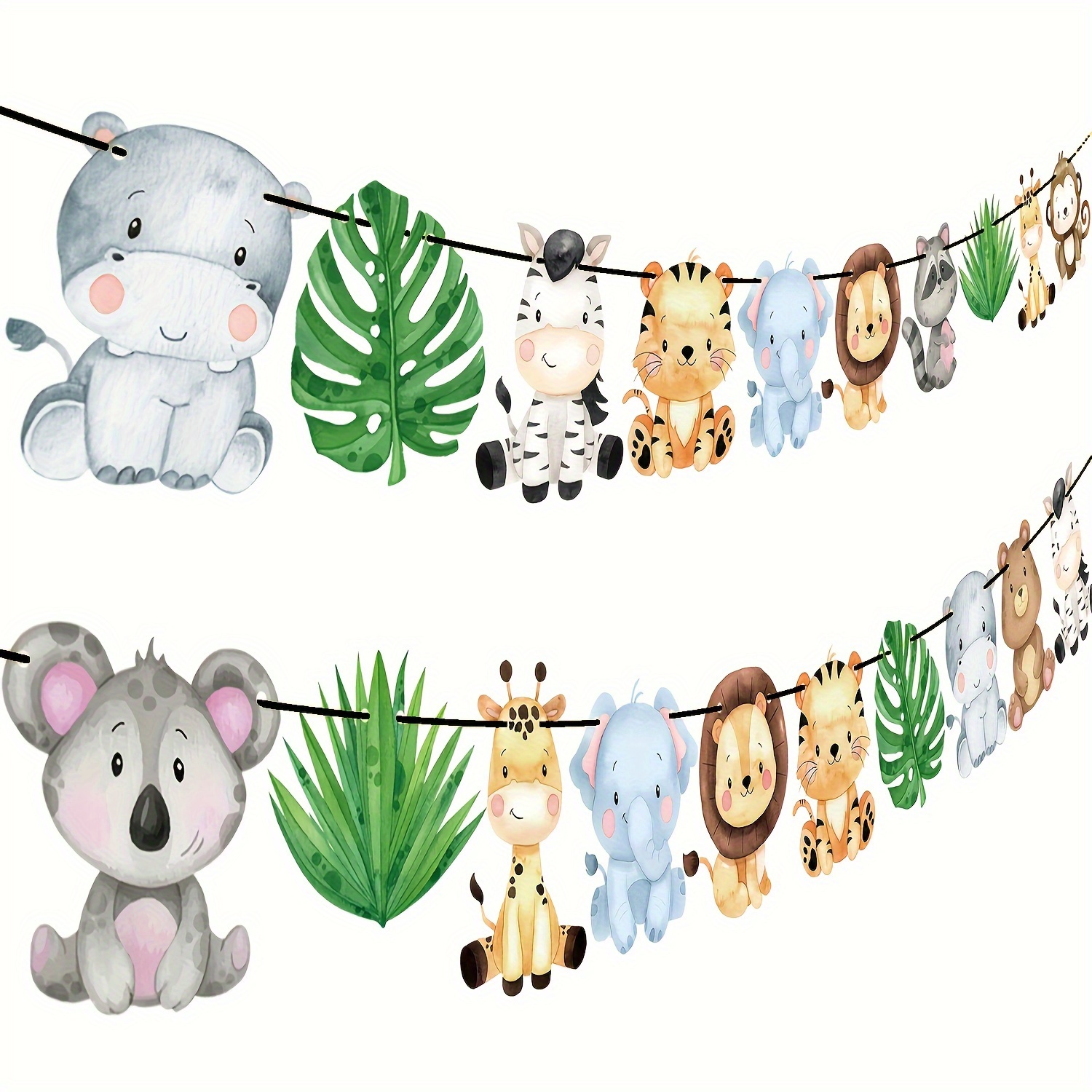 KARAQY 3 Pcs Pre-Strung Neon Animal Banner Cheetah Print Hanging Garland For Safari Jungle Woodland Animal Party Decorations