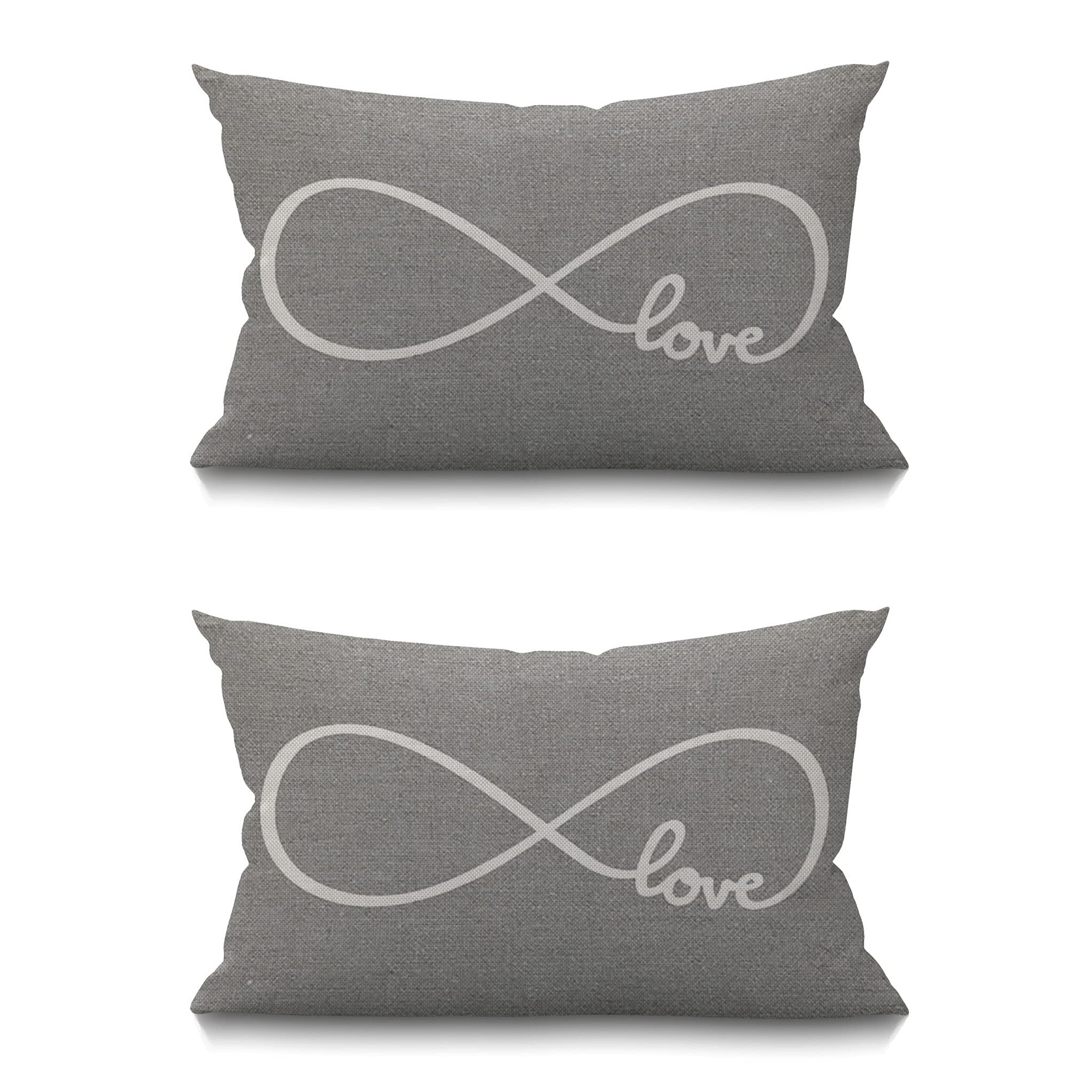 

2pcs Rustic Gray Love Lumbar Throw Pillow Covers, 12x20 Inches - Cushion Cases For Sofa Decor, Zip Closure, Machine Washable (pillow Not Included), Throw Pillows For Couch