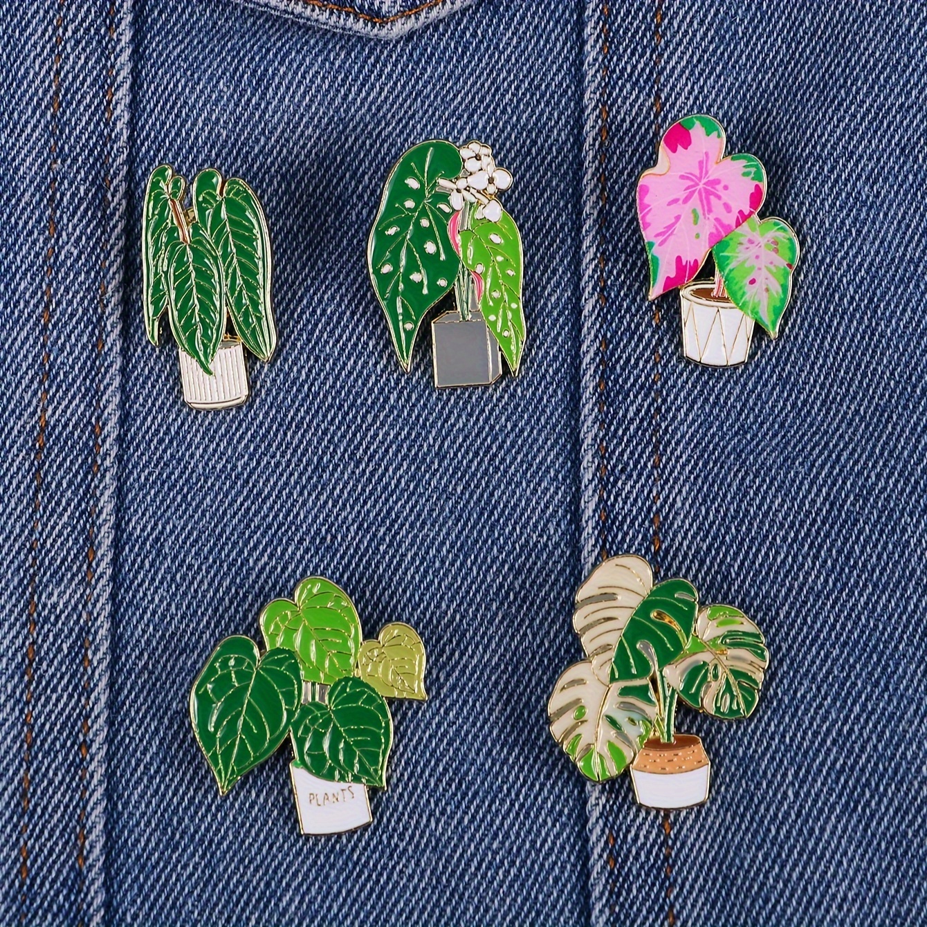 

Chic Pin Set For Women - 5pcs Plant & Flower Brooches, Zinc Alloy Fashion Accessories For Casual Attire, Jeans, Backpacks, And Hats - Unique Gift Idea