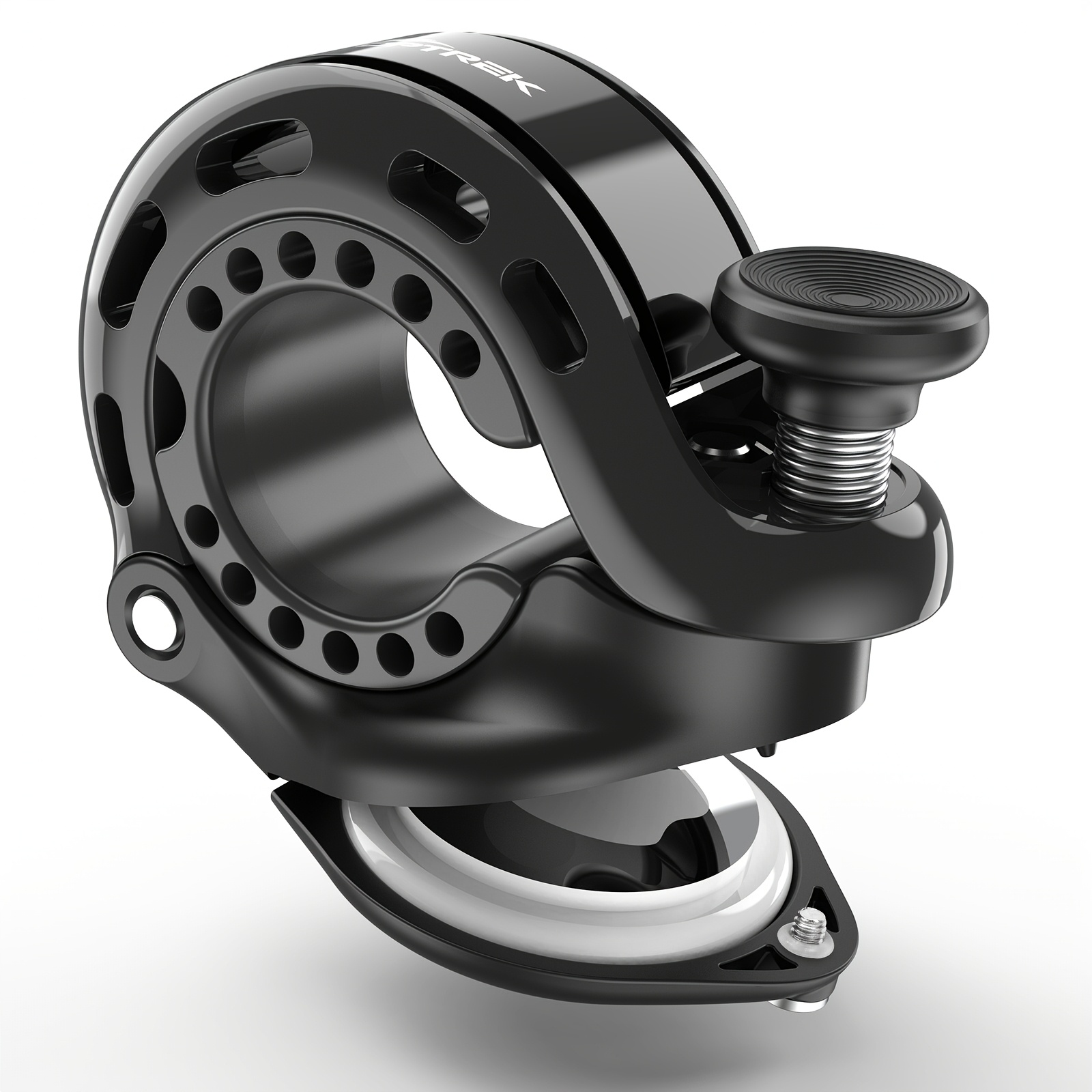 E-shop Toptrek Fahrrad-Diebstahlschutzglocke mit Airtag-kompatibler Basis, Anti-Diebstahl-Schraubdesign, Chrombeschichtete Aluminiumlegierung rostfrei,