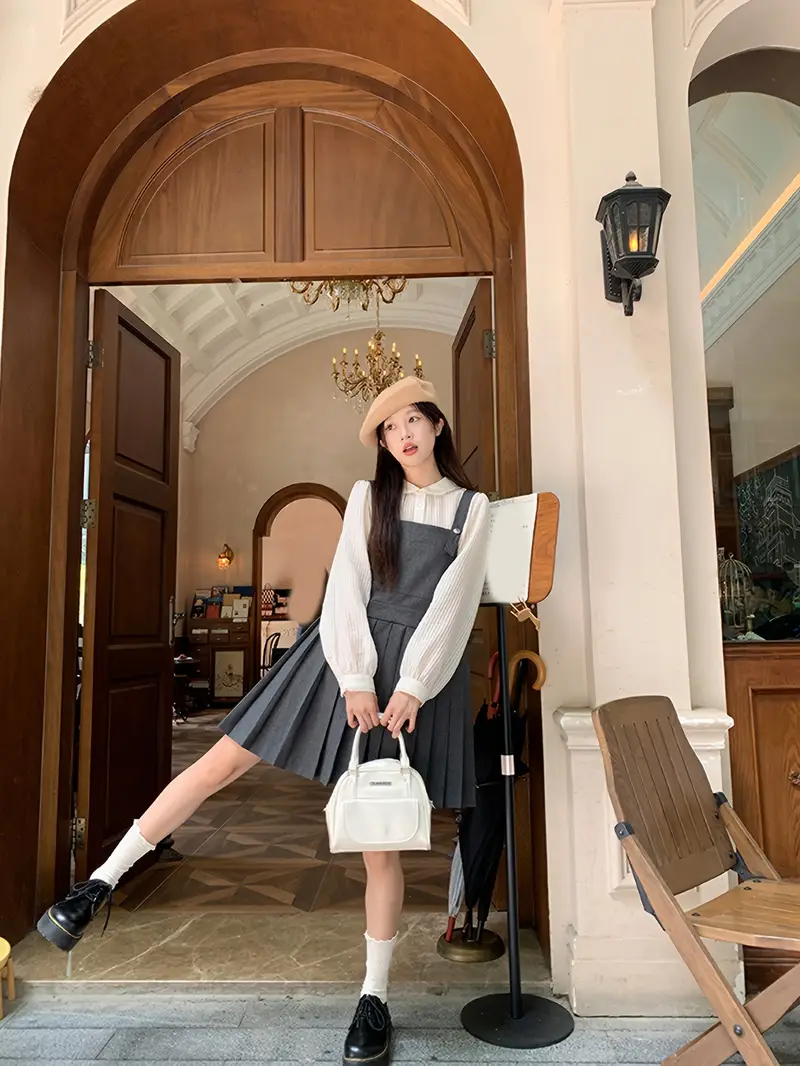 womens pleated pinafore dress Pleated Pinafore