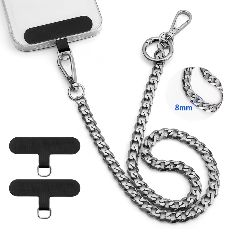 TEMU Chaîne de téléphone antivol, ceinture en métal robuste (avec 2 patchs pour téléphone), convient aux smartphones, et peut également être utilisée