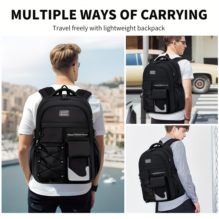 1pieza mochila de gran capacidad para ir al  ,   y viajar -  ,   y diseño unisex elegante con correas ajustables, cierre con cremallera y múltiples compartimentos para niños y niñas, mochila para   Detalles del producto 2
