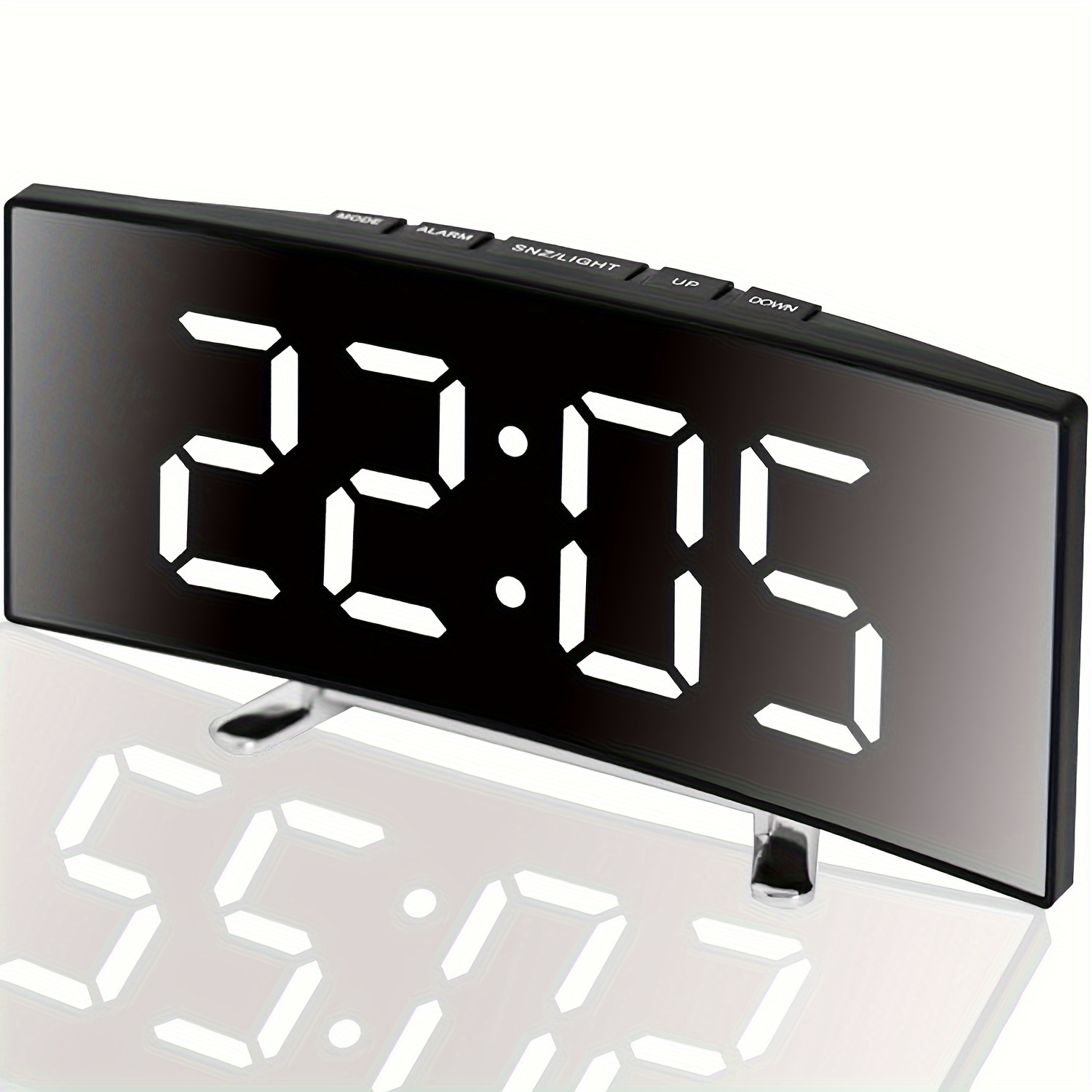 

Digital Alarm Clock With Led Curved Screen, Temperature Display, Adjustable , Usb Powered, Irregular Shape, Flat Crown, For Home Bedroom Office - 12/24h (adapter/battery Not Included)