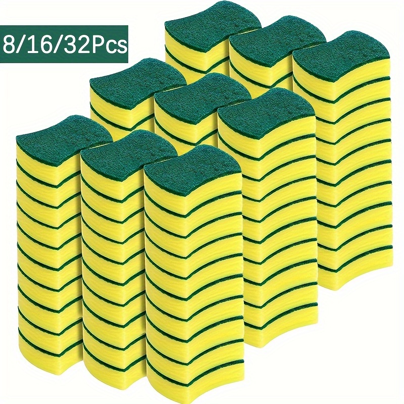 

8/16/32pcs, Multifunctional Cleaning , Double- Scouring Pad For Household Cleaning, Dishwashing , , Non-scratch , , Cleaning , Cleaning Tool