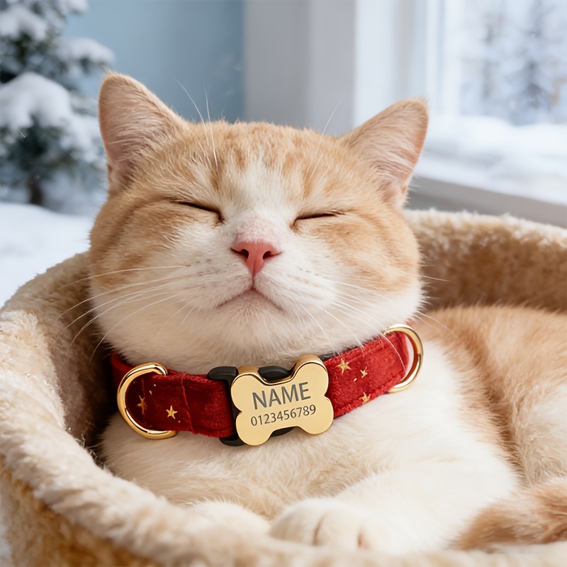 Personalized Cute Green Star Feather Pet Collar with Metal Bone Buckle