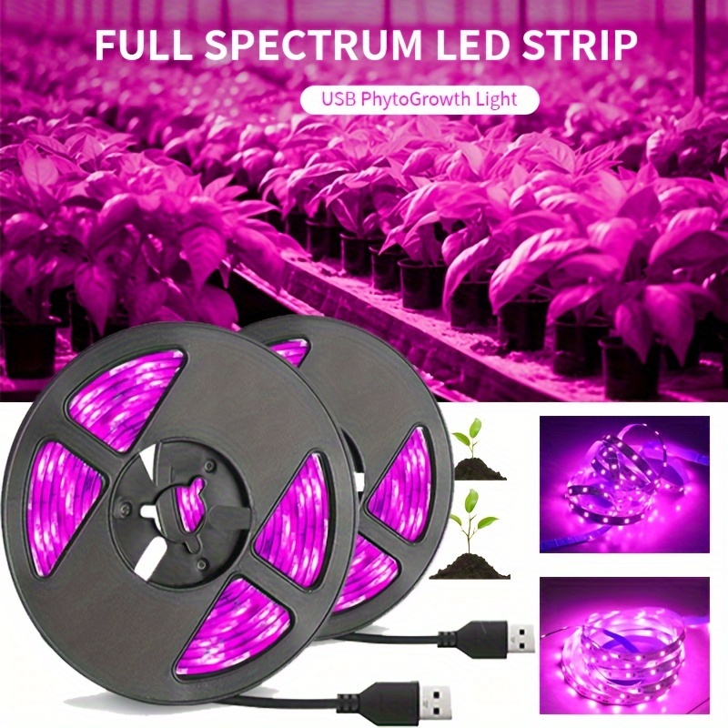 

1pcs Full Spectrum Led Grow Light Strip For Plants, Usb Powered Growth Lamp For Indoor Hydroponics Greenhouse Gardening, Non-waterproof Flower Seedling Growth Lighting With Usb Interface