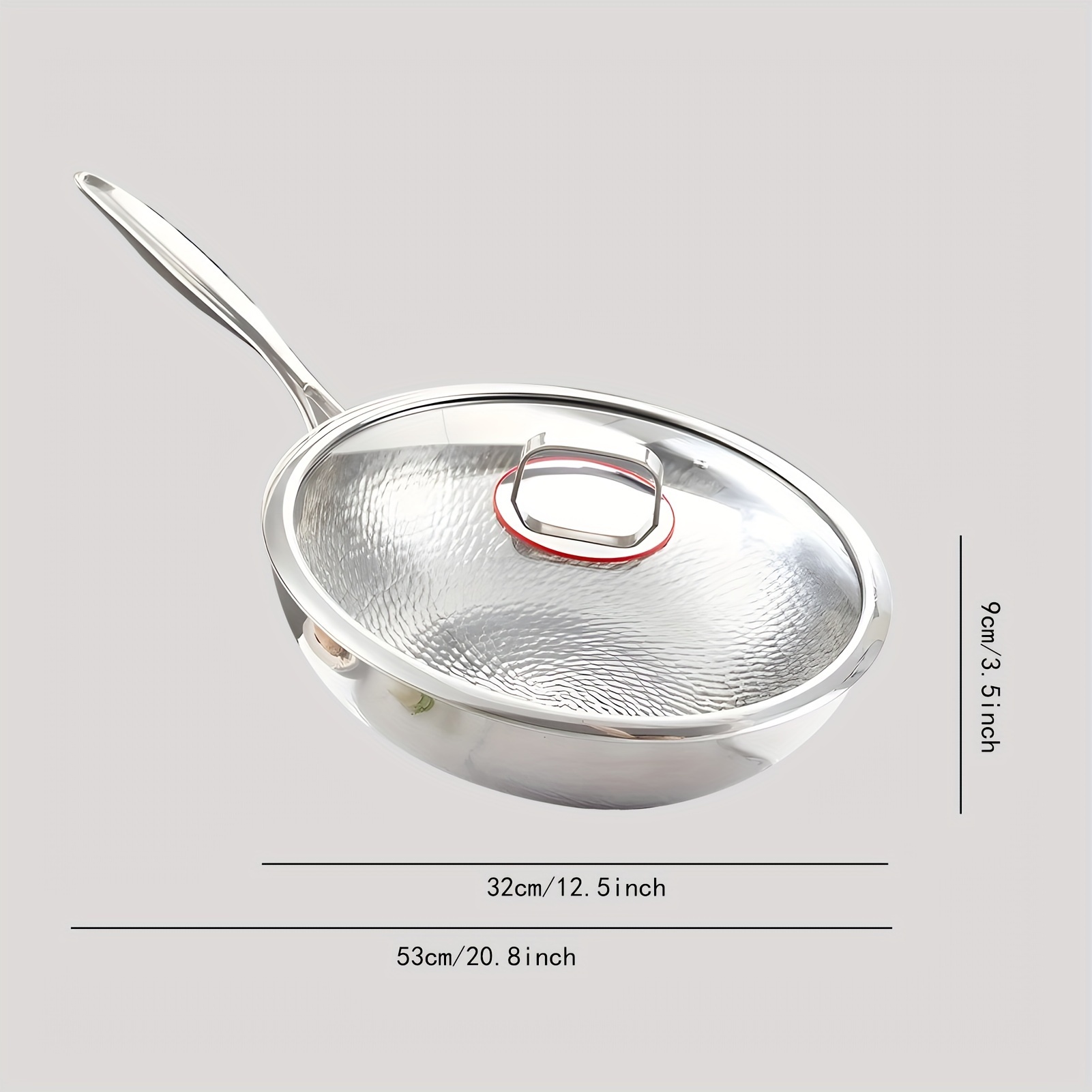   12 5 13 3 titanium coated wok with lid   tri ply stainless steel   ptfe free dishwasher oven safe details 2