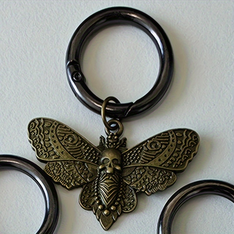 Image of 2 Silvery Skull Moth Boot Pulls, Keychain Pendants, Boot Shoe Pulls, Shoe Halloween Additions
