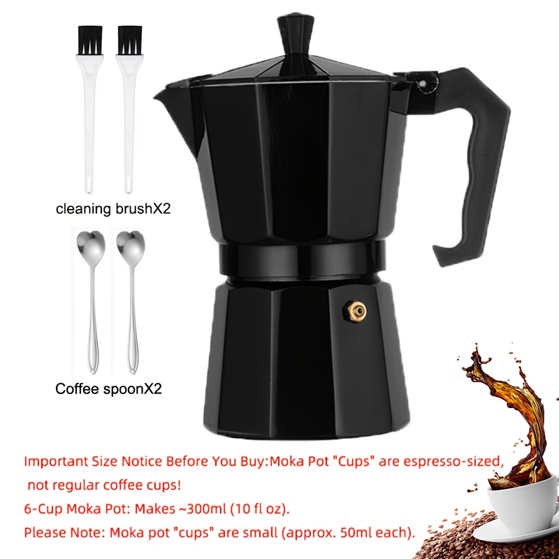 Image of 3/6-cup Italian Pot, Stovetop Espresso Makers, Durable Cast Aluminum Coffee Maker For Home & Camping (espresso/cappuccino/latte)