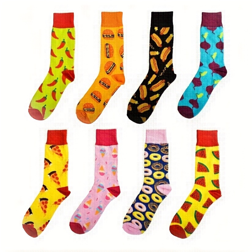 TEMU 8 Pairs Of Stylish And Humorous Socks, Suitable For Men And Women Sizes 5-13, Featuring Colorful And Quirky Designs, Gifting To Men, Women, And