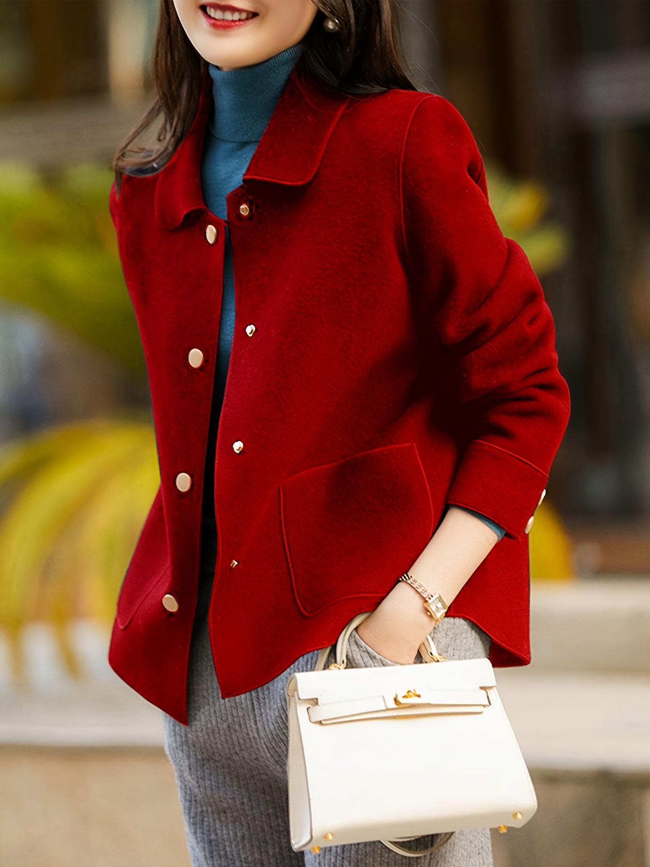 European and American Fashion Simple Women'S Collar Single Breasted High Quality Short Coat Lazy Casual Solid Color Long Sleeve Retro Temperament Loose Matching Fashion Shirt Women'S Coat