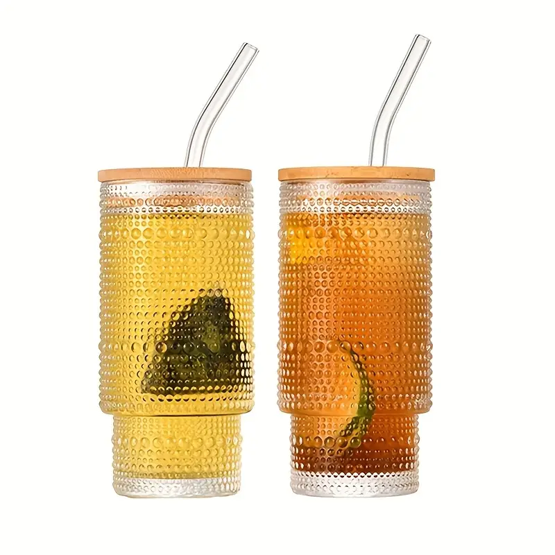 glass cups with lids and straws 4 packs bamboo mason jar valentines party drinking jars glasses 11oz vintage glassware set embossed vintage drinking glasses for beer cocktail soda iced coffee smoothie tea water Product details 2