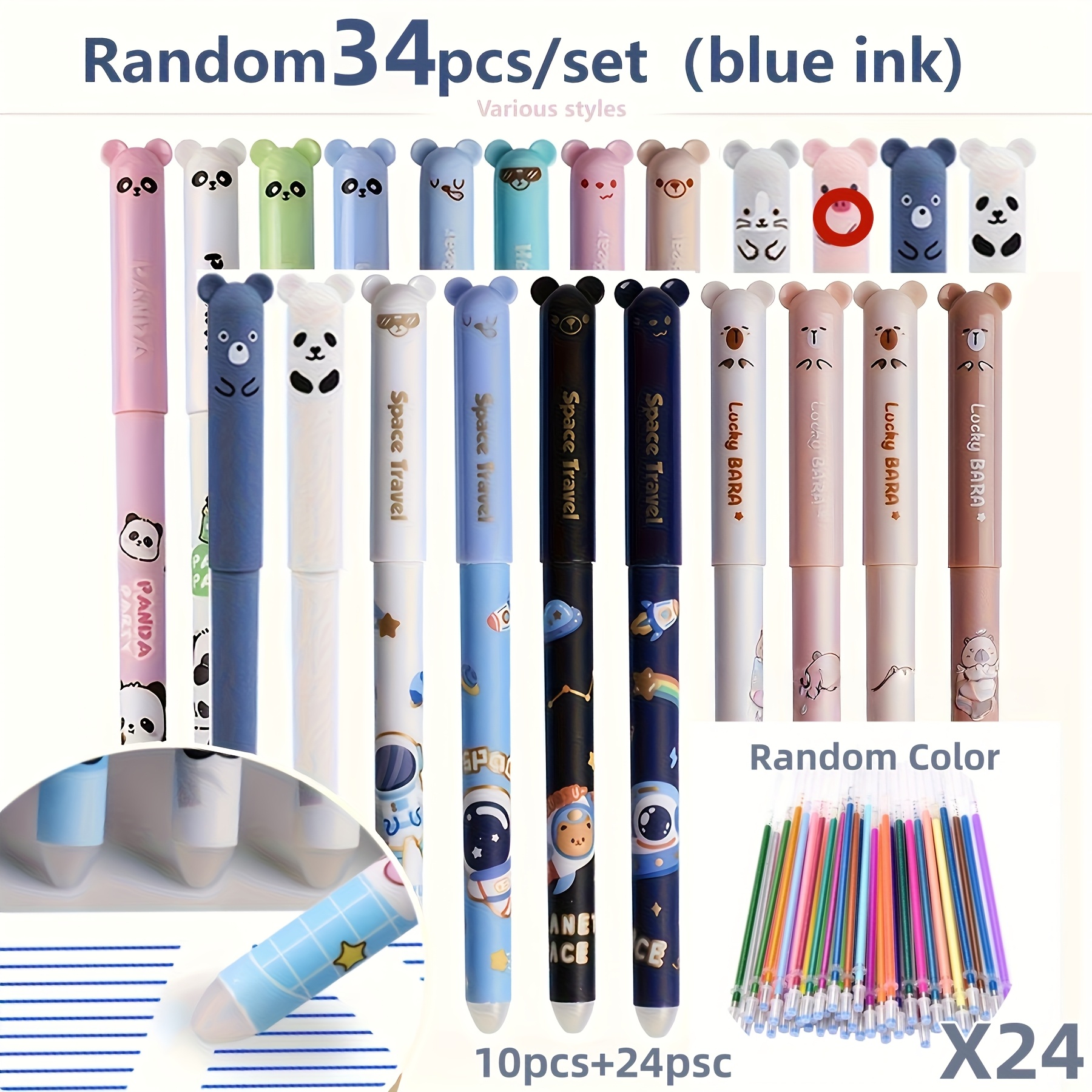 E-shop 0,5 mm Neutralstift, Blaue Tinte, mit Integriertem Radiergummi, Geeignet für Schule und Büro, Stift, Blaue Feine Spitze Stift, Gelstift Roller,
