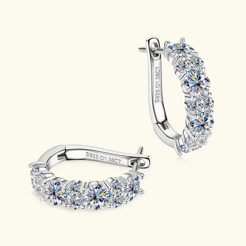 a pair of fashionable earrings for women 925 silver d shaped 1 38ct moissanite earrings elegant and exquisite a festival gift womens earrings jewelry gift earrings for women mothers day gift high quality womens jewelry gift box as a gift Product details 4