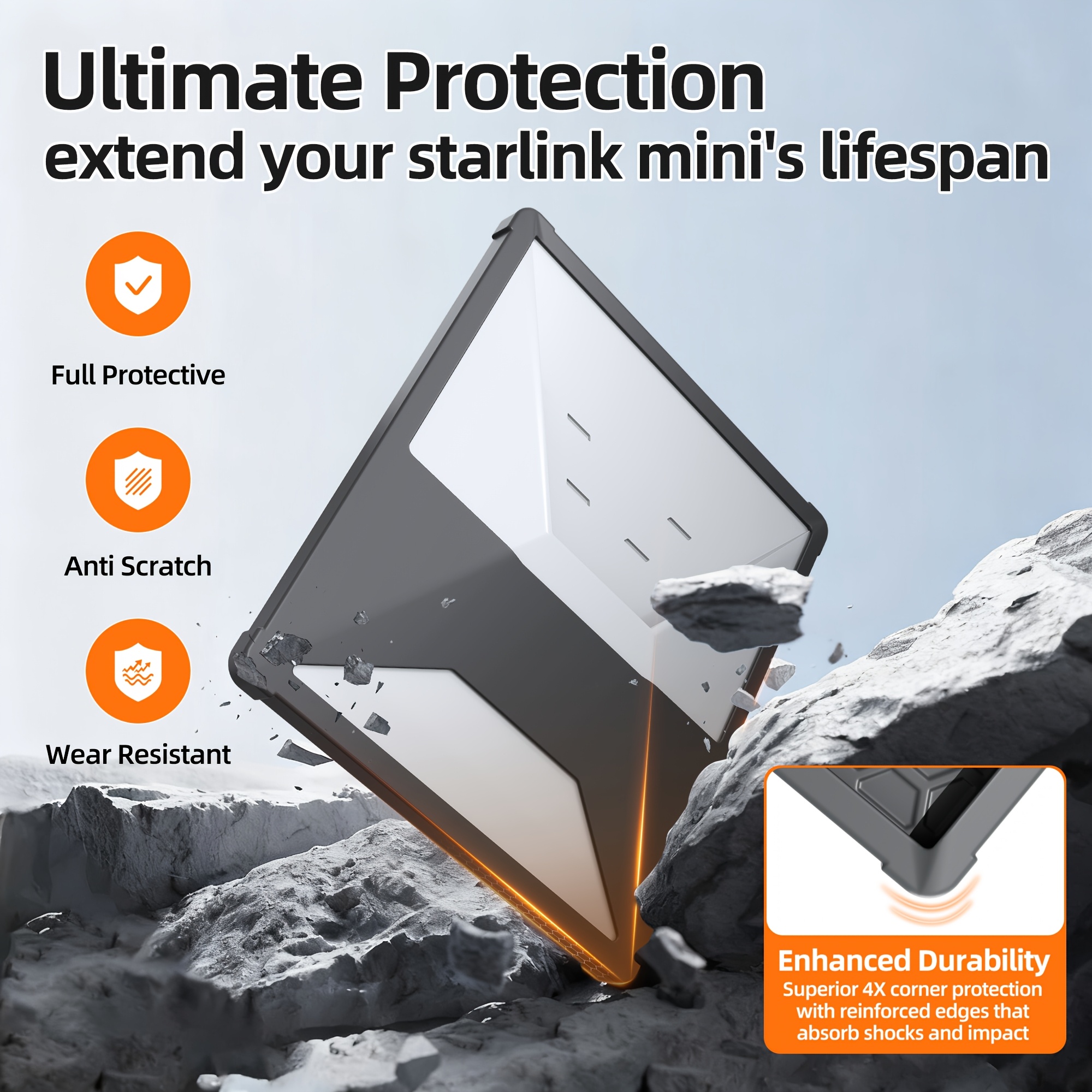 Housse de protection Starlink Mini - Étui en silicone liquide - Marque EUNIK - Noir - Protège contre les rayures et la grêle - Pour utilisation en camping et extérieur – Image 7