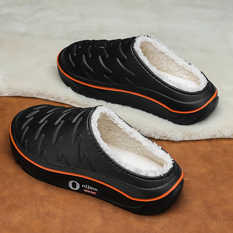 Chaussons d'hiver en peluche robustes pour hommes et femmes avec semelle de haute qualité et semelle épaisse - Tout-terrain intérieur/extérieur, antidérapants - Conçus pour la neige et la glace - Bottines chaudes unisexes